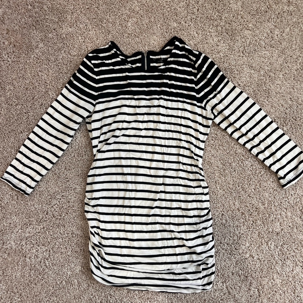 Maternity Striped Black and White Quarter Sleeve Shirt